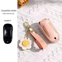 Tesla Model 13 and Model Y/S Real Leather Key Cover with Buckle for Women