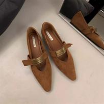 Women's Inner Height Ballet Dance Pointed Toe Shoes 2024 New Designer Loafers Suede Soft Sole High Heels Women's Shoes 35 chaki