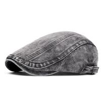 Denim Beret Men British Cap Forward Cap Newsboy Hat tamsiai pilka spalva