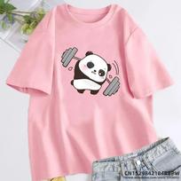 Panda T-shirts The Struggle Is Real Weightlifting Fitness Gym Cute T Shirt Women Funny Cotton T Shirts Oversize Womens Clothing L