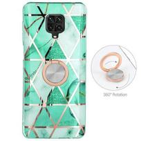 Silicone protective case for Redmi Note 9S/9 Pro - E.F.CONNECTION - Marbled turquoise - Support ring