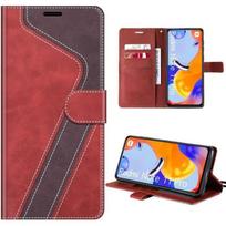 Coque pour Xiaomi Redmi Note 12 Pro/11 Pro - Rouge - Simili Cuir - Poche à Cartes - Béquille