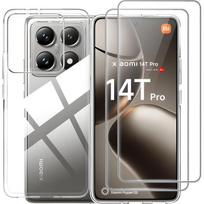 Case for Xiaomi 14T Pro with 2 Tempered Glasses - Reinforced Protection Transparent Silicone Case