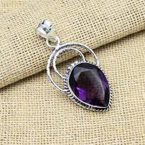 Amethyst Gemstone Handmade 925 Sterling Silver Adorable Pendant For Thanksgiving 1.96 Inches violetinė