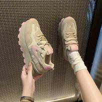 Hong Kong style retro platform dad shoes girl 2025 autumn new super fire pink lightweight sports shoes casual Forrest Gump shoes 35 rožinė