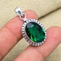 Chrome Diopside Gemstone 925 Sterling Silver Jewelry Handmade Pendant Gift For Women 1.41 Inches žalia
