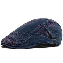 Spring Fashion Print Denim Women's Beret Summer Soft Top Breathable Sun Visor Hat Men Flat Cap Newsboy Caps Adjustable tamsiai mėlyna spalva