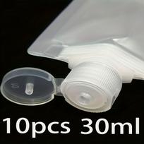 10pcs Portable Travel Cosmetics Subpackage Bag Nozzle Bag Facial Cleanser Bath Dew Lotion General Sealing Bag 30ml