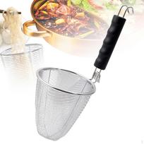 Maisto sietelis makaronams ir koldūnams, nerūdijančio plieno tinklelio krepšelis makaronams Triangular cone gray