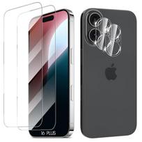 Screen and Camera Protector - for iPhone 16 Plus - Tempered Glass - 2 Glasses - Scratch-resistant - Shockproof skaidri