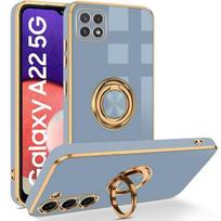 Case - BOOLING - for Samsung Galaxy A22 5G - Blue - Silicone - 360° Rotating Ring Stand mėlyna
