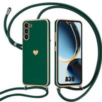 Case for Samsung Galaxy A36 5G - Scratch-Resistant Silicone Protection with Night Green Lanyard žalia