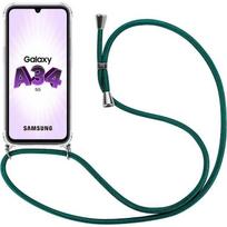 Protective case - Samsung - Galaxy A34 5G - Flexible - Anti-scratch - Shoulder strap included žalia