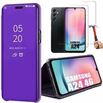 Full Body Case for Samsung Galaxy A24 360 Protection Clear View Smart Case - Purple violetinė