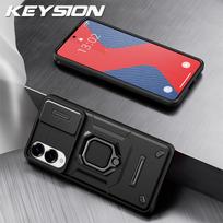 KEYSION Shockproof Case for Samsung S25 Edge 5G Slide Camera Lens Protection Ring Stand Phone Back Cover for Galaxy S25 Edge 5G for Galaxy S25 Edge juoda