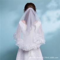 Wedding Accessories Short Wedding Veil White Ivory One Layer Bridal Veil Appliques Lace Edge MIT 150cm balta