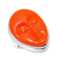 Natural Cameo Gemstone Handmade 925 Sterling Silver Jewelry Ring Size 6.5 p4t23