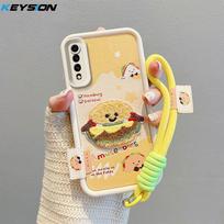 KEYSION Cartoon Cute Plush Embroidery Case for Samsung A50 A50S A30S with Lanyard Shockproof Phone Cover for Galaxy A30S A50S for Samsung A50
