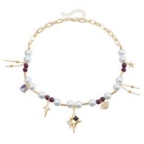 Accessories Four-Star Planet Imitation Pearl Opal Splicing Clavicle Chain Personalized Creative Tassel Necklace