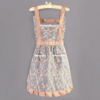 Floral Large Pocket Canvas Cotton Apron Kitchen Home Wipeable Hand Strap