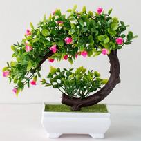 Home Decor Artificial Bonsai Tree with Fake Flowers for Garden Decoration rožinė