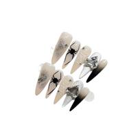 Hand-painted Spider Nude Color Whitening and Personalized Hot Girl Manicure Finished Product Removable Wearable Nail extra small XS