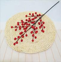 1PCS Christmas Red Berry Bouquet Fake Plant for Home Vase Decor Xmas Tree Ornaments New Year Party Living Room Decoration 6 forks