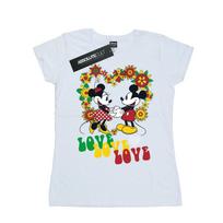 Disney Womens/Ladies Mickey And Minnie Mouse Hippie Love Cotton T-Shirt S balta
