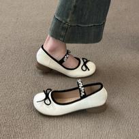 Inner height increase pink ballet single shoes women's shoes 2025 new spring and autumn Mary Jane shoes 35 smėlis