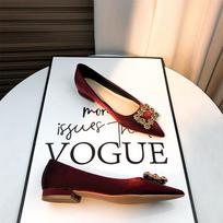 -A red wedding shoes bridal shoes Hexiu wedding dress two wear new autumn and summer crystal satin 35