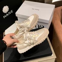 6cm inner height increase, small leather breathable ballet women splicing height increase, casual sports little white shoes women 34
