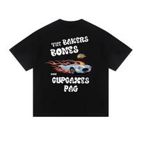 2025 New MIC Tide Brand American Retro Street Racing Print Pure Cotton Loose West Coast Tide Brand Short Sleeve T-shirt Men S