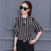 Women's Striped Loose Fit T-shirt - Spring & Autumn Fashion, Plus Size, Casual Korean Style 2XL