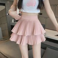 2025 Summer High-Waist Double-Layer Pleated A-Line Tutu Skirt XL