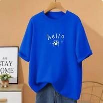 2024 European Oversized Women's Short Sleeve Mid-Length T-Shirt: Versatile Spring/Summer Round Neck Trend Medium mėlyna