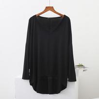 Plus Size V-Neck Batwing Sleeve High-Low Modal Top for Women One Size rožinė