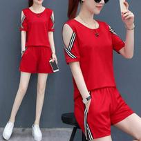 New Plus Size Women's Fashionable Summer Two-Piece Set XL (100-120 jin) raudona