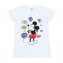 Disney Womens/Ladies Mickey Mouse Tongue Out Cotton T-Shirt XXL balta