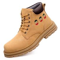 Leather Martin boots men's high-top mid-top tide spring and autumn black tooling leather shoes men's boots autumn and winter men's shoes 38