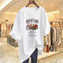 Pure cotton American retro bear short-sleeved t-shirt tide 2025 summer new Korean version design small V-neck bottoming top S