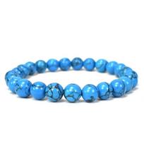 8MM Imitation Natural Turquoise Bracelet Birthday Gifts For Boys And Girls One Size mėlyna