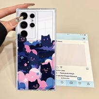 Phone Cover Case for Samsung Galaxy Note 20 Ultra 10 S23 Ultra S22 FE S26 S21 S24 S20 Plus S25 Edge Black Cat Starry Night Galaxy S24 FE