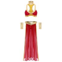 Moterų Senovės Egipto Karalienės Cosplay Apranga Trumpas Viršus Apykaklė Rankovės Šoninė Skeltinė Šifono Sijonas 4 Dalių Rinkinys S bordinė