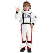 Astronautų kostiumas su 3D raketų kuprine vaikams, vaidmenų žaidimams, mokslo tematikos vakarėliams ir scenos pasirodymams, minkštas poliesterio audinys white