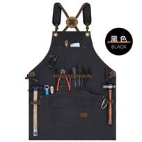 Multi-Pocket Kitchen Work Apron Fixed Canvas Thickened Wear-Resistant Apron Blouse Work Clothes
