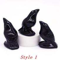 Stone Natural Black Obsidian Carving Matte Crow Quartz Crystals Raven Mini Bird Healing Crystal Ornament Halloween Decor Gifts 1pcs