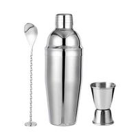 Stainless Steel Three-Piece Cocktail Shaker Set 350ml Color Box (25.5cm Spoon) white