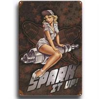 Retro Planet PinUp Girl Metal Tin Sign Vintage Automotive Wall Art Decor 20X30CM