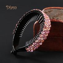 Tenfyer Elegant Women Bling Rhinestone Bun Hairpin Twist Hair Clip Styling Accessory One Size rožinė