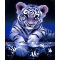 5D „pasidaryk pats“ deimantinis tapybos mozaikos kryžminio dygsnio mozaikos dekoravimas „Tiger“ deimantinis siuvinėjimas 20X30CM blue